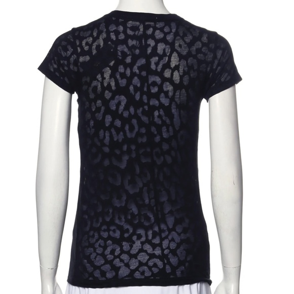 RAG & BONE Sheer Leopard-Print Black Tee FREE SHIPPING - Picture 3 of 3
